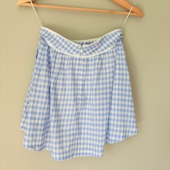 NEW Reformation Piper Mini Skirt Gingham Blue Crystal Check | US 2 UK 6 - Picture 6 of 9